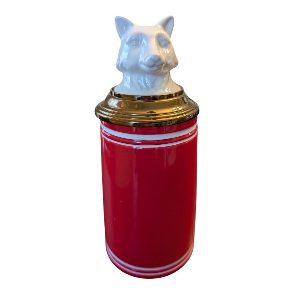 2015 Threshold Stoneware FOX Lidded Beer Stein Mug Red White Bronze With Handle